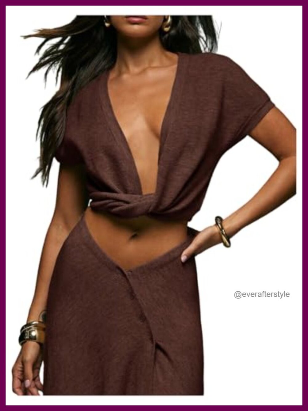 SweatyRocks Women's Twist Front Deep V Neck Crop Sweater Vest Short Sleeve Knit
